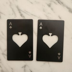 Black Ace of Spades Metal Bottle Opener- Set of 2